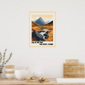 グレンコー，スコットランド – スコティ素晴らしットランドハイランド ポスター (キッチン)