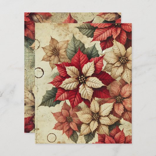 グレンジタタタテッドポインセチア花模様スクラップブック紙 (正面/裏面)