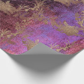 グレンジパープルオールドマルーン金ゴールドリース赤面 王室の ラッピングペーパー (角)