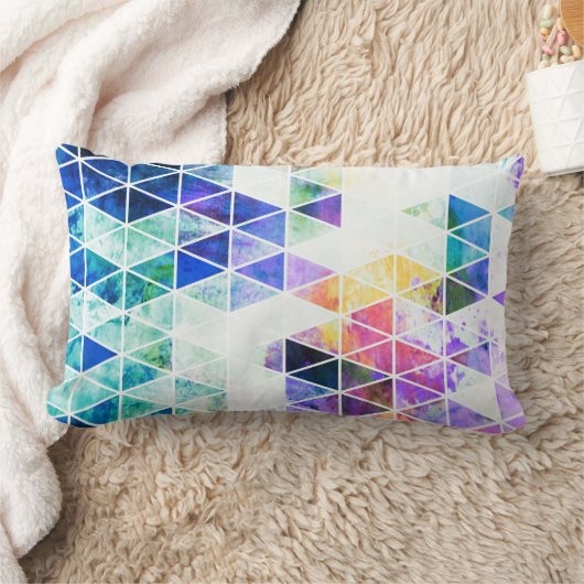 グレンジーの明るい三角形パターン ランバークッション (ブランケット)