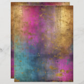 グレンジーグラムピンクターコイズ金ゴールドスクラップブック紙 (正面/裏面)