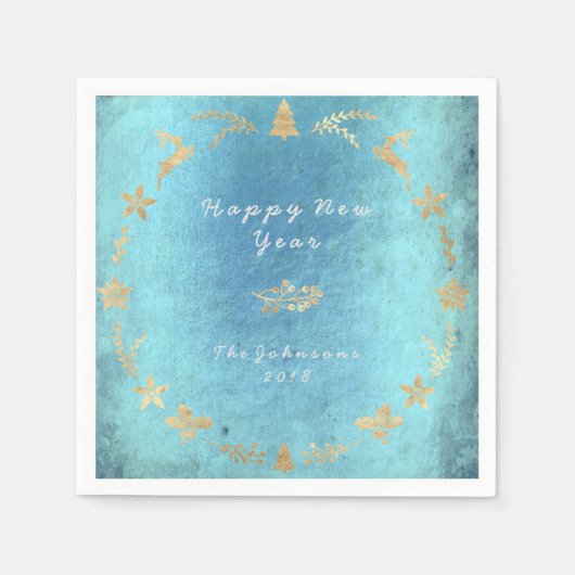 グレンジー水中競技海オールド金ゴールドクリスマス スタンダードカクテルナプキン (正面)