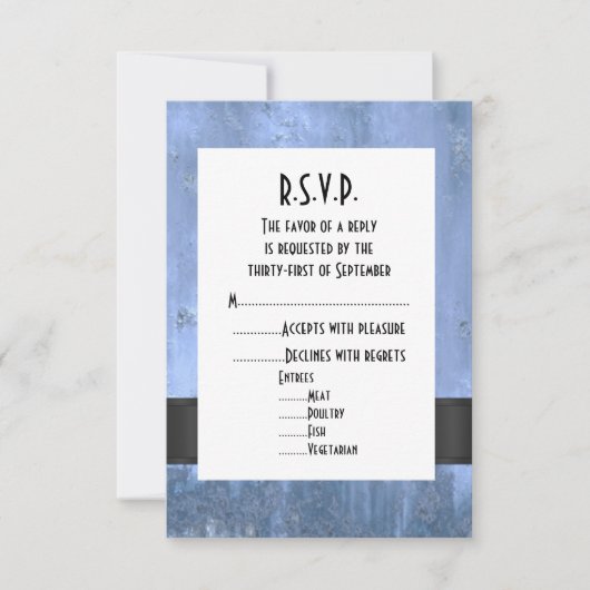 グレンジー青結婚金属スタイルR.S.V.P 出欠カード (正面)
