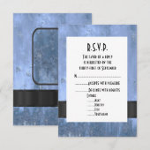 グレンジー青結婚金属スタイルR.S.V.P 出欠カード (正面/裏面)