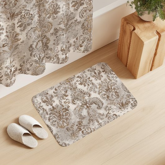 グレンジ ダマスク ベージュ ラスト ブラウン オークル クリーム バスマット