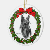 グレンダ S. ハーランによるスコッチテリアの芸術 セラミックオーナメント (左)