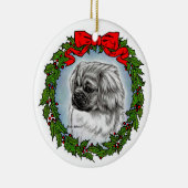 グレンダ S. ハーランによるチベット・スパニエル・アート セラミックオーナメント (右)