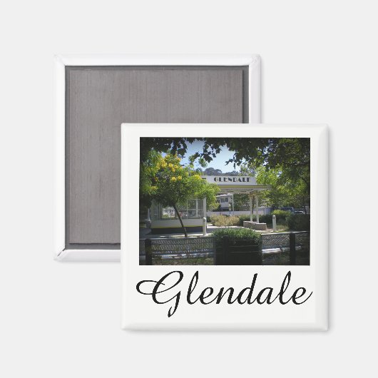 グレンデール,カリフォルニア州アダムス広場ガソリンスタンド マグネット (正面/裏面)