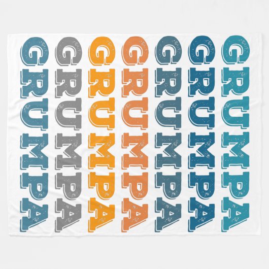 グレンパ |グおもしろいリーピーおじいちゃんレトロ文字デザイン フリースブランケット (正面(横))