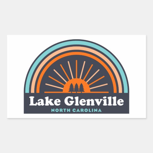 グレンビルノースカロライナ湖レインボー 長方形シール (正面)