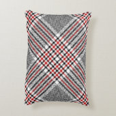 グレン格子模様。黒、赤、白のシームレスタール アクセントクッション (裏面(縦))