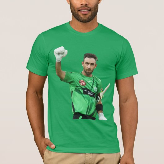 グレン・マクスウェル メルボルンスターズ クリケット ファンアート Tシャツ (正面)