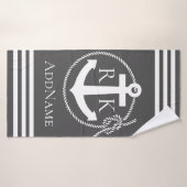 グレーいかりストライプいかりカスタムバスタオル バスタオル (バスタオル)