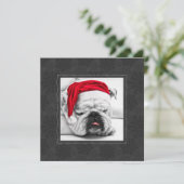 グレーおもしろいの雪が積もったサンタハットのブルドッグ シーズンカード (スタンド正面)