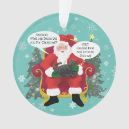 グレーおもしろいタビー猫がサンタにクリスマスカスタムに訪れる オーナメント