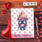 グレーおもしろいピットブルベミーバレンタインドッグバレンタイン シーズンポストカード
