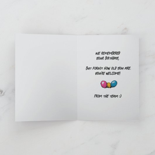 グレーおもしろいフォトカスタム誕生日カードグループチーム カード (内部)