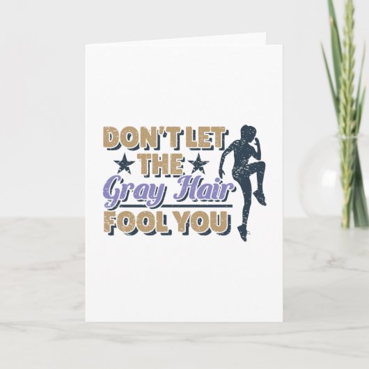 グレーおもしろいヘアランニング引用文 – オールドランナー カード (正面)