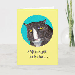 グレーおもしろい猫誕生日グリーティングカード カード