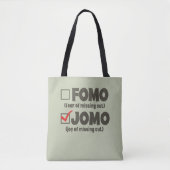 グレーおもしろいFOMO JOMOチェックボックスIntrovert トートバッグ (正面)