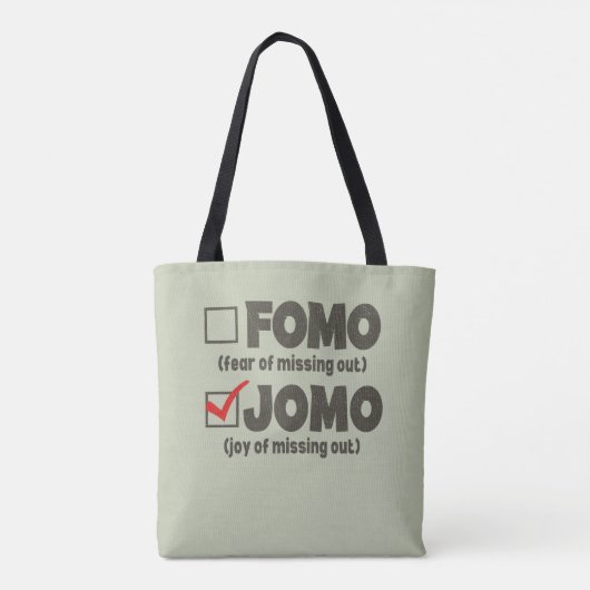 グレーおもしろいFOMO JOMOチェックボックスIntrovert トートバッグ (裏面)