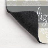 グレーおよびアイボリーヴィンテージの名前のダマスクパターン マウスパッド (コーナー)