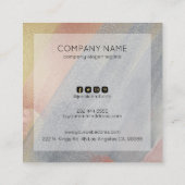 グレーおよびバラ金ゴールドブラシストロークの背景 スクエア名刺 (裏面)