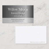 グレーおよびブラシ仕上げスチールモノグラム名刺 名刺 (正面/裏面)