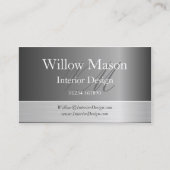 グレーおよびブラシ仕上げスチールモノグラム名刺 名刺 (正面)