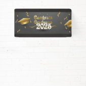 グレーおよび金ゴールドおめでとう卒業生2025 横断幕 (インサイチュ)