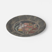 グレーおよび金ゴールドアールデコファン ペーパープレート (アングル)