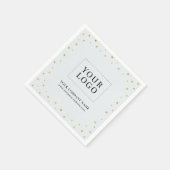 グレーおよび金ゴールド紙吹雪ビジネスのプロモーションロゴ スタンダードカクテルナプキン (角)