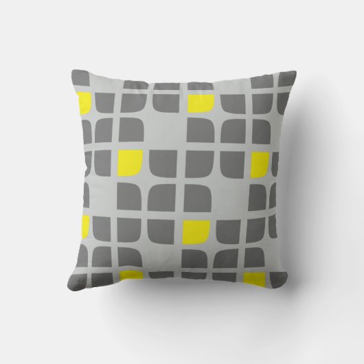 グレーおよび黄色の幾何学正方形装飾用クッション クッション (裏面)