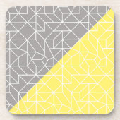 グレーおよび黄色の幾何学的コルクバックコースター コースター (正面)