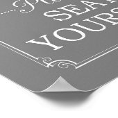 グレーお手洗いポスタおもしろいーに座って ポスター (角)