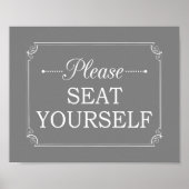 グレーお手洗いポスタおもしろいーに座って ポスター (正面)