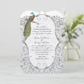 グレーお洒落クジャックラブバードパタ結婚ーン 招待状 (スタンド正面)