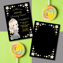 グレーお洒落ドレスプリンセスフローラ誕生日 招待状