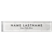 グレーお洒落ホワイトマーブルカスタム デスクネームプレート (正面)