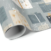 グレーお洒落金ゴールドとブラックのクリスマスプレゼント ラッピングペーパー (ロールコーナー)