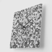 グレーからグレーのトーンの小さな正方形の重なり澄ん合 スクエア壁時計 (傾斜)