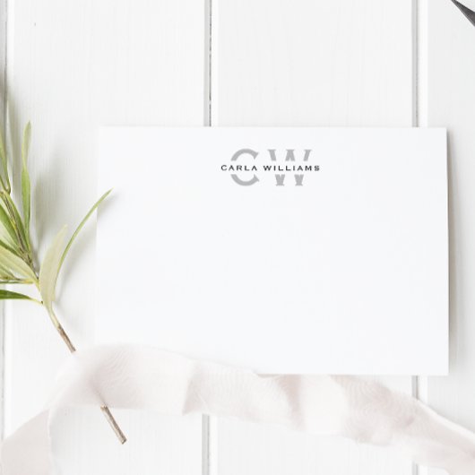 グレーからモノグラエレガントムフォーマルノートを分割 ノートカード