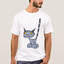 グレーかわいいカッコいい子猫漫画Tシャツ