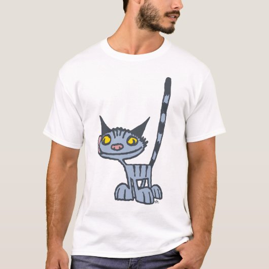 グレーかわいいカッコいい子猫漫画Tシャツ Tシャツ (正面)