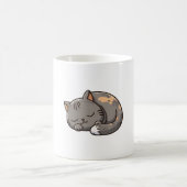 グレーかわいい眠っている猫 コーヒーマグカップ (中央)