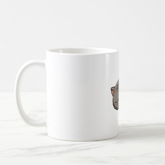 グレーかわいい眠っている猫 コーヒーマグカップ (左)