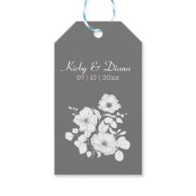 グレーかわいらしとホワイトのフローラの結婚ギフトラベル