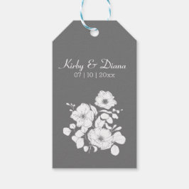 グレーかわいらしとホワイトのフローラの結婚ギフトラベル ギフトタグ