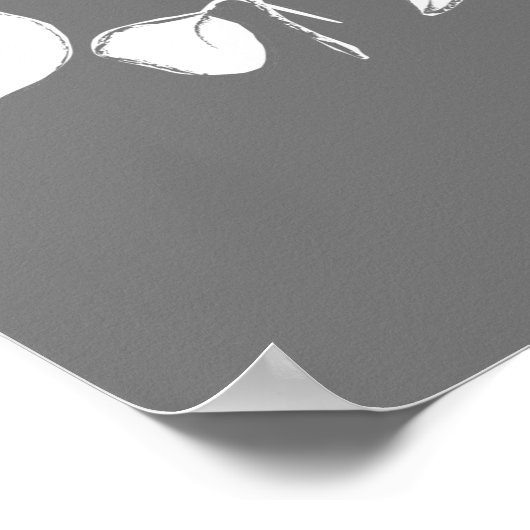 グレーかわいらしとホワイトのフローラ結婚の歓迎 ポスター (角)