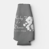 グレーかわいらしとホワイトのフローラ結婚ズ ボトルクーラー (正面)